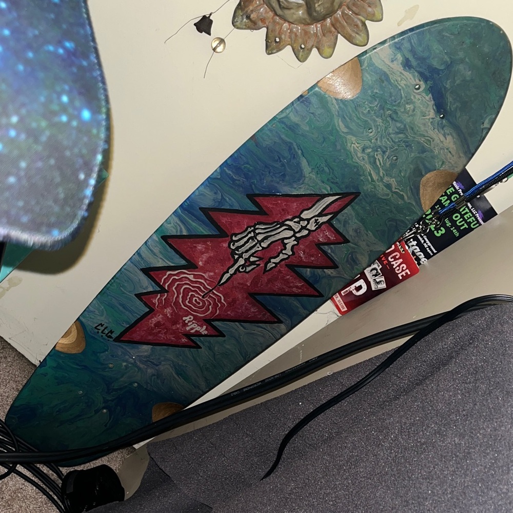 Grateful Dead Custom “Ripple” Custom Blue and Red Skateboard Deck